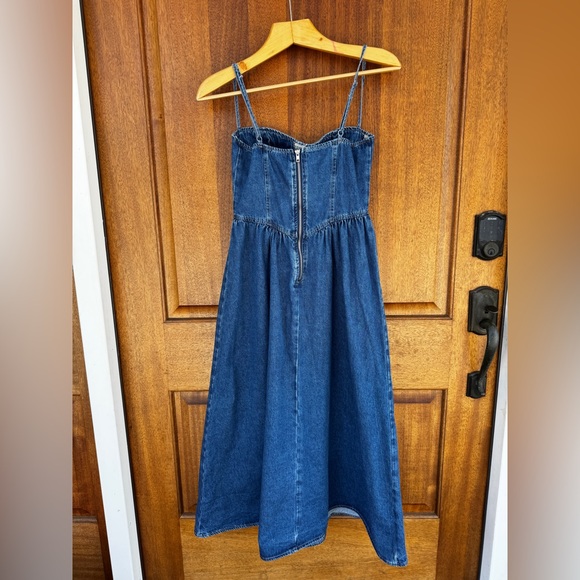 Commense Sweetheart Collar Denim Jean Maxi Dress 4 - Picture 8 of 13